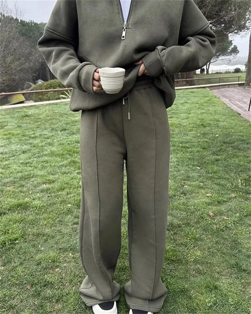 Fashion Autumn Winter Pants Sets Women Fashion Solid Color Pullover Sweatshirt Trousers Two Piece Set Female Casual Streetwear