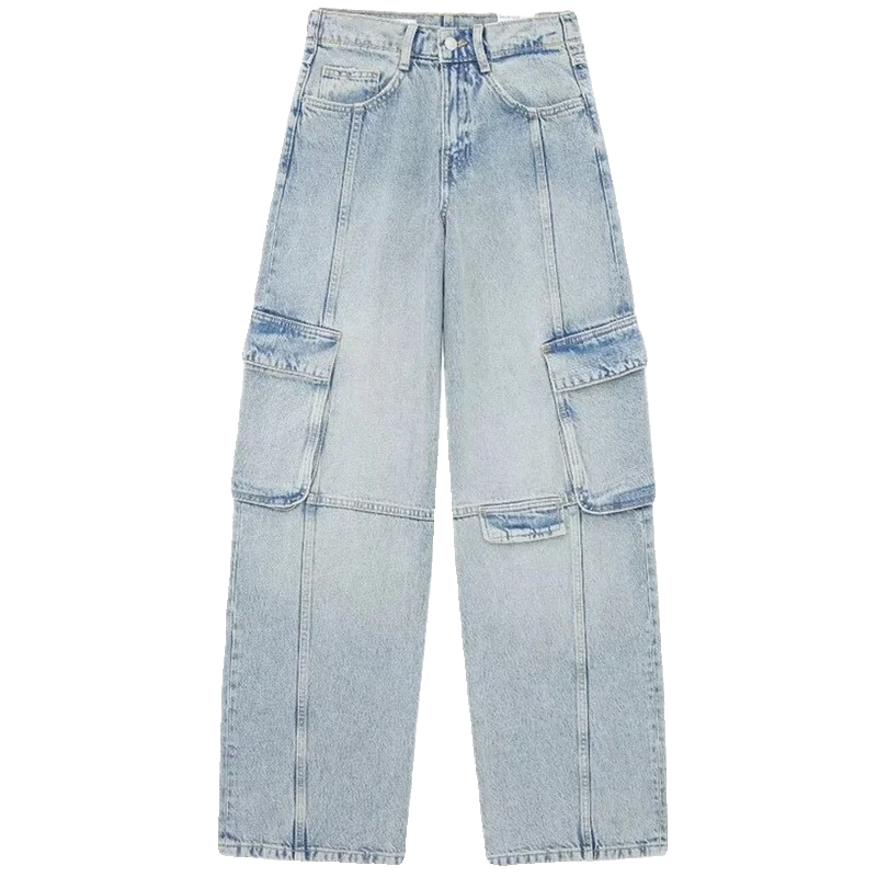 Spring Summer 2024 Women's Slimming Versatile Workwear Sle Mid-Waist Jeans Long Pants Classic Straight Leg Fit Casual Faion