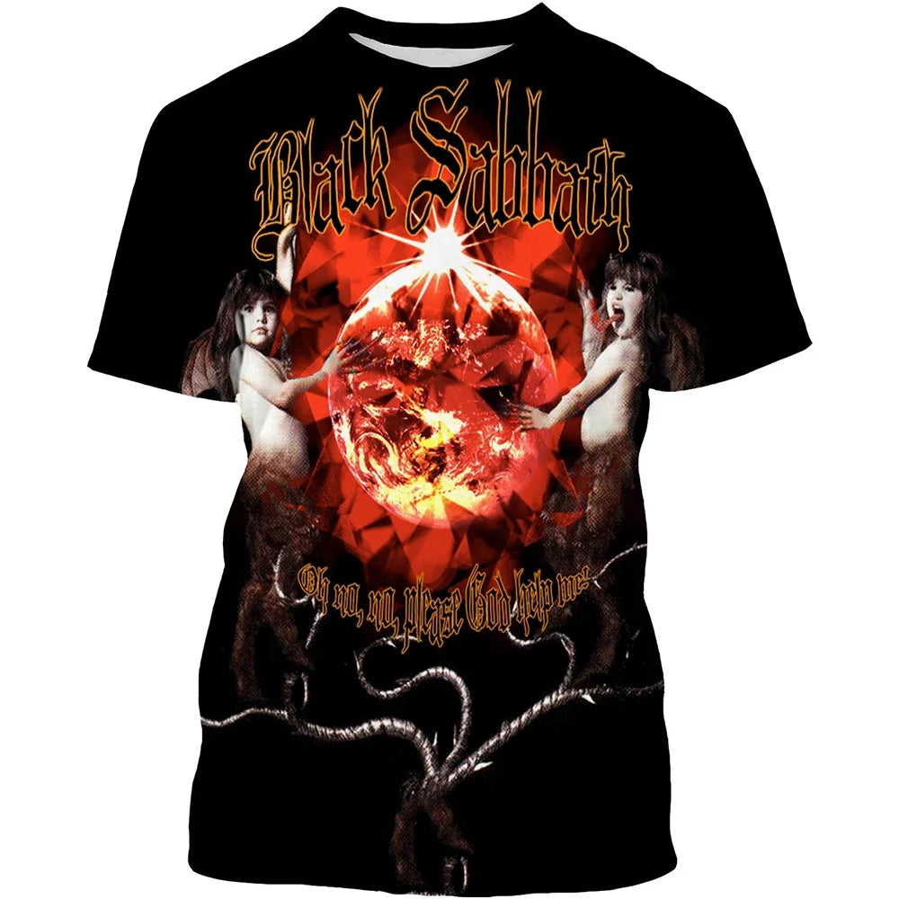 Summer Fashion Black Sabbath Men's T-shirt 3D Print Hip Hop Casual Cool Short Sleeve Tops Daily Comfortable Breathable Men Tees