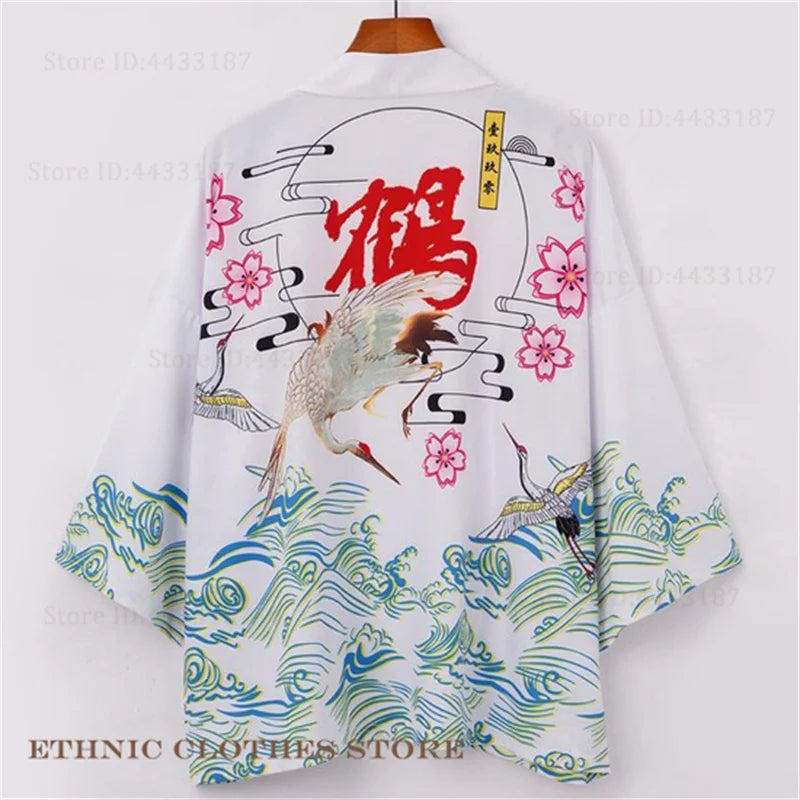 Plus Size 3XL 4XL 5XL Japanese Kimono Cardigan Cosplay Haori Yukata Top Adult Traditional Samurai Costume Loose Men Male Shirt