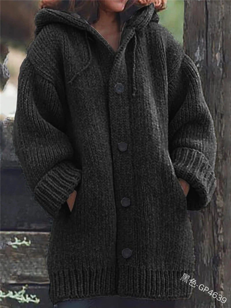 Fashion Warm Autumn Winter Sweater Long Sleeve Cardigans Vintage Knitted Sweaters for Women 2025 Mid Length Coat Streetwear