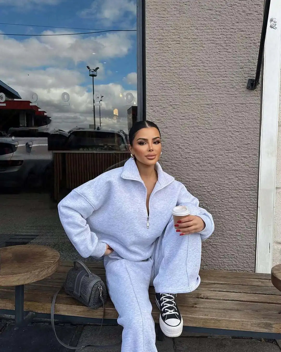 Fashion Autumn Winter Pants Sets Women Fashion Solid Color Pullover Sweatshirt Trousers Two Piece Set Female Casual Streetwear