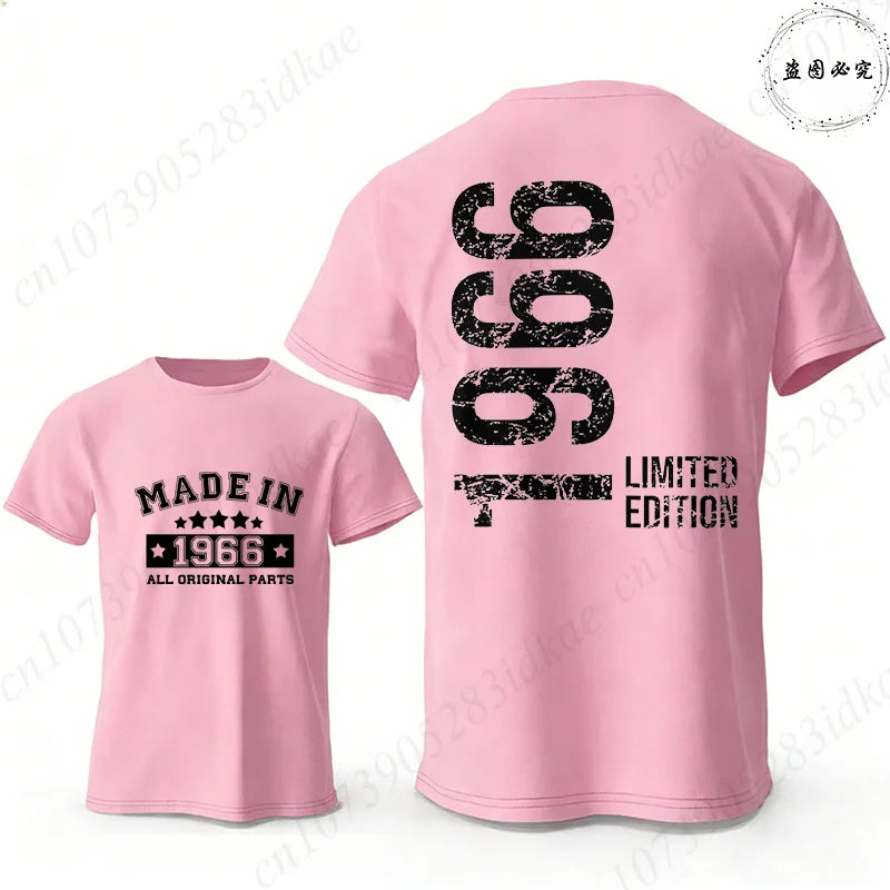 Men's 60th Birthday Vintage Graphic T Shirts: Made in 1966  Limited Edition Tops O Neck Short Sleeve Tees Casual Male Clothing