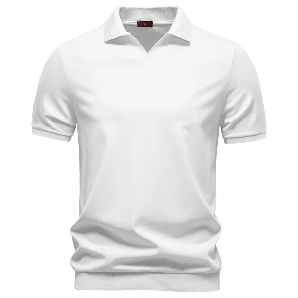 AIOPESON Men's Breathable Silky Polo Shirt Solid Color Soft Skin-Friendly Casual Cool Old Money Style Male Polo Shirts