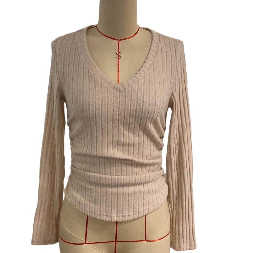 Knitted Top Women Pullover Knitting T Shirt V Neck Jumper Sweater Autumn Winter 2025 Casual Tops Basic Knitwear Office Lady
