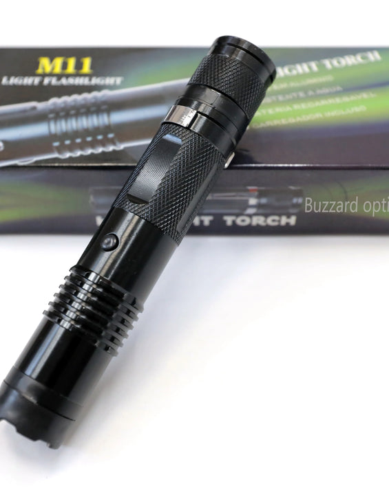 Rechargeable Defense LED Flashlight BUZZARD M11 Tactical Torch for Home Security Camping Hiking Emergency Outdoor Use