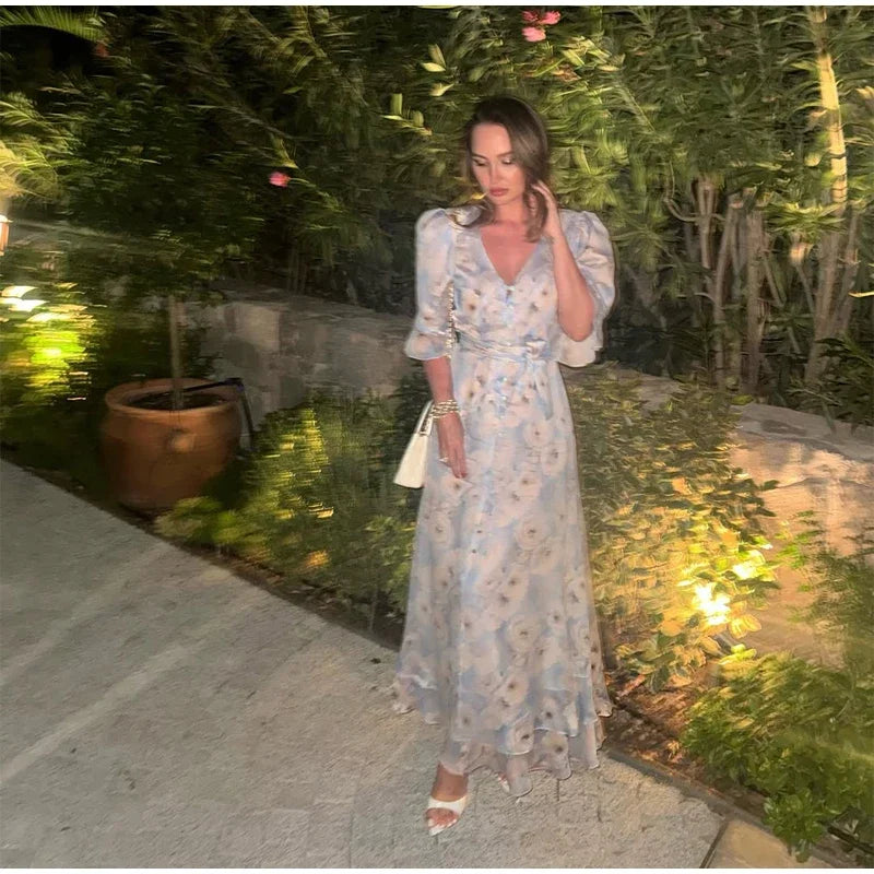Flutter Sleeve Floral Maxi Dress