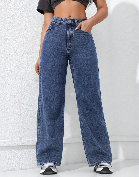 American Wide-leg Jeans for Women 2026 Spring New Style Washed Loose Slimming Straight-leg Floor-length Denim Trousers