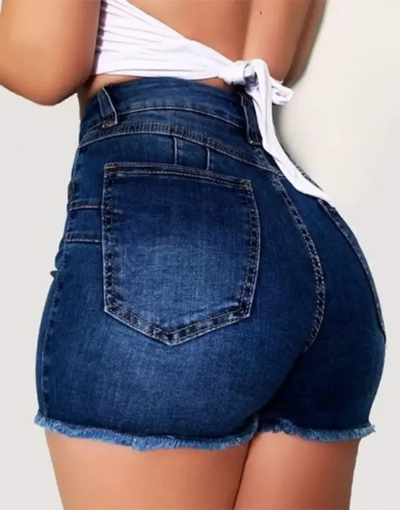 Shorts Denim Washed Women Jeans Tassel Solid High Waist Pockets Sexy Skinny Distressed 2025 Vintage Streetwear Spliced