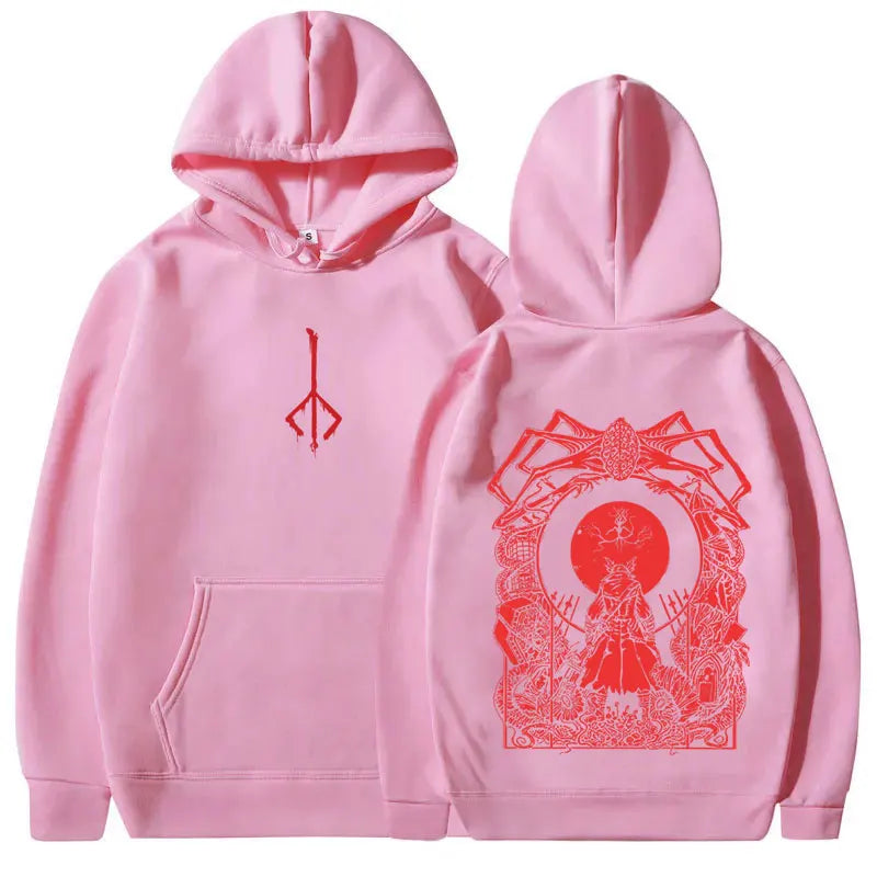 Game Bloodborne Graphic Hoodie Horror Hunter Cosplay Merch Sweatshirt Men Women Casual Vintage Pullover Man Oversized Streetwear