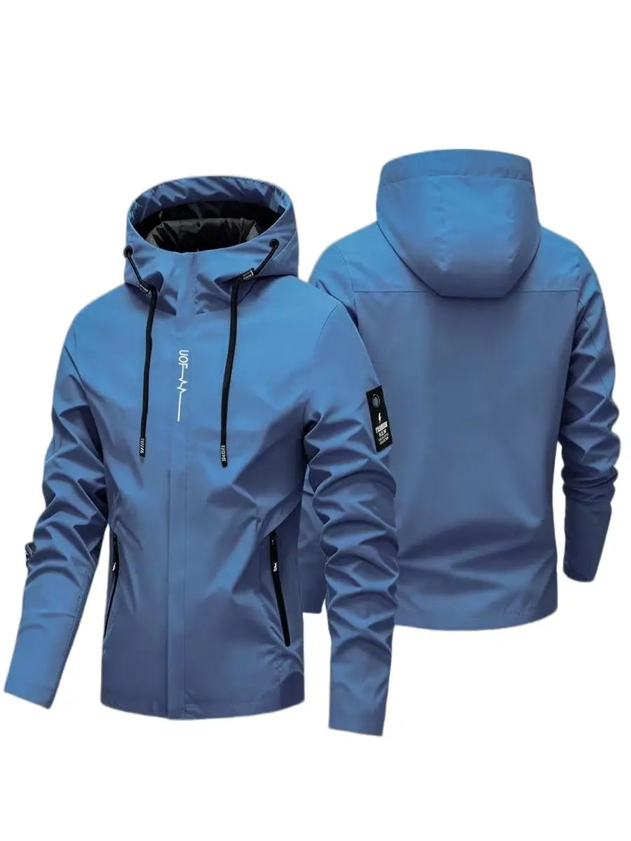 Waterproof Jacket Men Outdoor Softshell Zip Up Hooded Jacket Windbreaker Hiking Camping Coats Lightweight Spring Autumn Coats