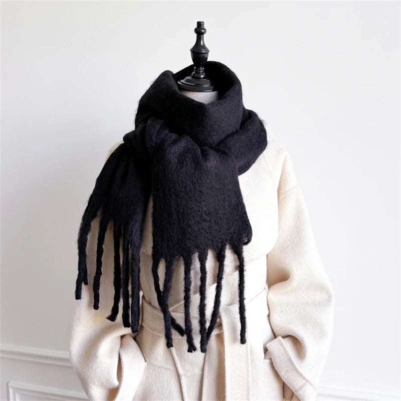 18*200cm Small Winter Scarf Long Women Imitation Cashmere Thicken Shawls Neck Warm Tassel Bufanda Echarpe Pashmina Luxury