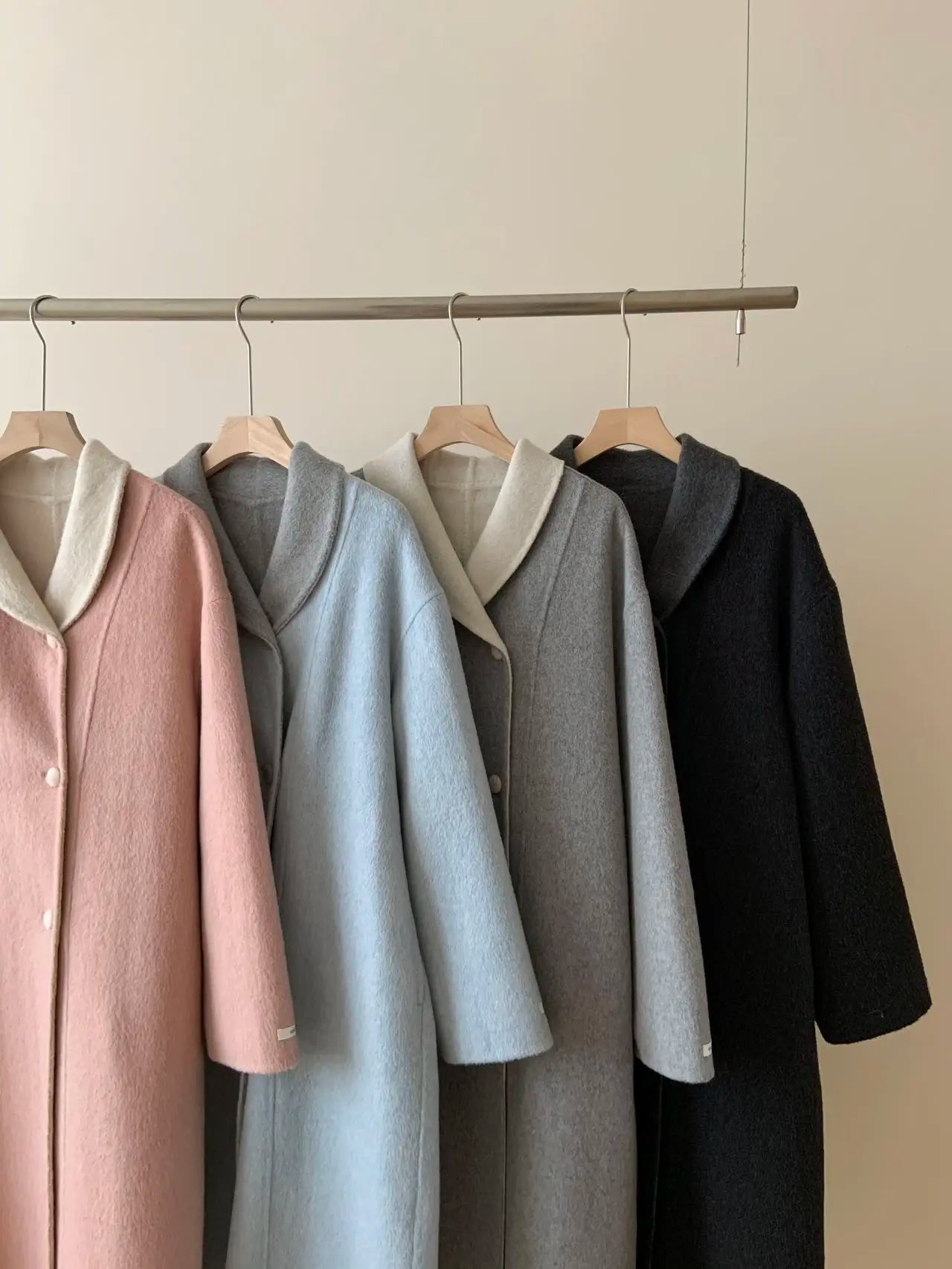 Women Autumn Gentle Elegant Temperament All-match Leisure Solid Long Korean Style Loose Temperament Loose Woolen Coat Female
