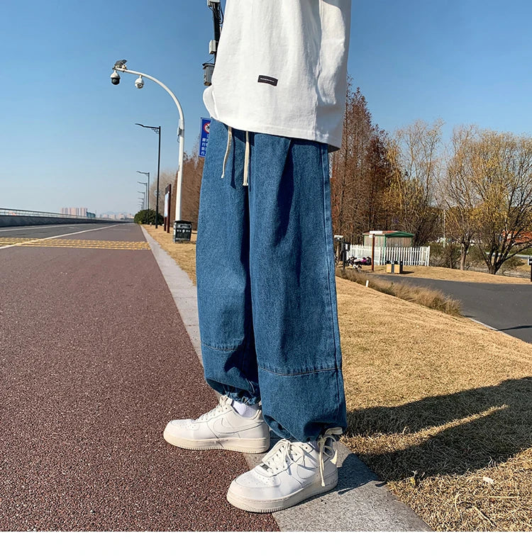 Baggy Jeans Trousers Male Denim Pants Black Wide Leg Pants Men's Jeans Oversize Cargo Korean Streetwear Hip Hop Harajuku