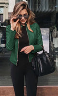 Women Pu Jacket Vintage Streetwear Stand Collar Zipper Leather Moto Biker Coats Punk Casual Female Tops Spring Short Outerwear