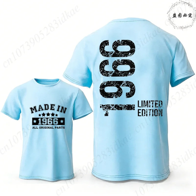 Men's 60th Birthday Vintage Graphic T Shirts: Made in 1966  Limited Edition Tops O Neck Short Sleeve Tees Casual Male Clothing