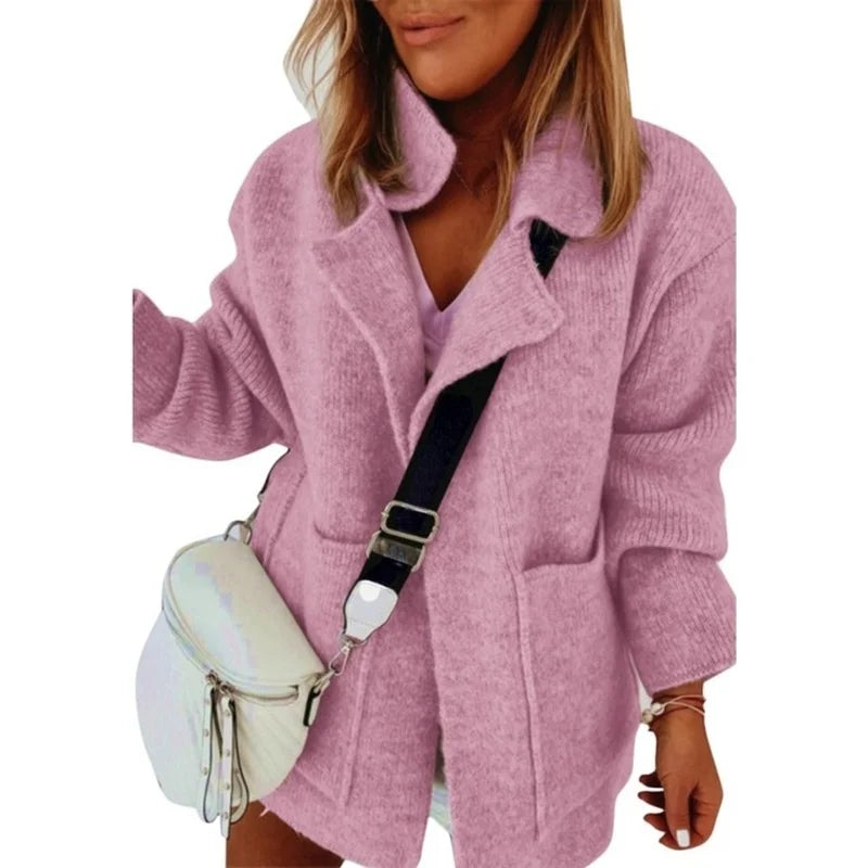 Women's Knitted Sweater Coat with ket Warped Knit Fake Two-Piece Sle Spring 2026 Faion Ladies' Premium Quali Sweater...
