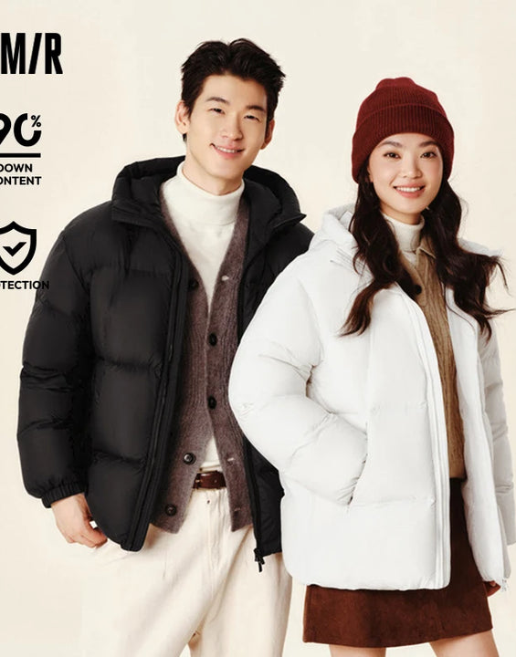 Semir Down Jacket Men 2024 Winter New Thermal Three-Proof Couple Hooded Outerwear Solid Color Versatile Down Jacket