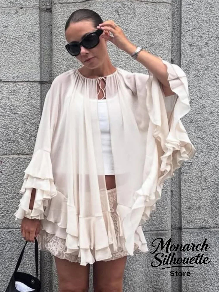 Chic Embroidery Tassel Shawl Women Casual Solid Stand Neck Sleeveless Irregular Short Top 2026 Female Vacation Daily Clothes New