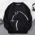 New Popular Autumn and Winter Simple Kitten Jacquard Double-Sided Pattern Pullover Sweater Casual Round Neck Knitted Men's Pullover