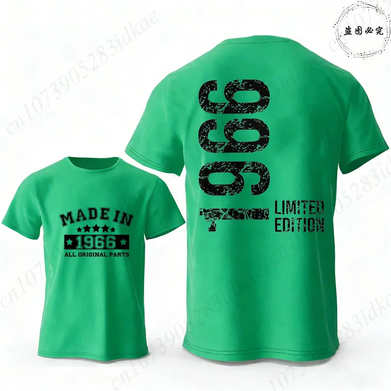 Men's 60th Birthday Vintage Graphic T Shirts: Made in 1966  Limited Edition Tops O Neck Short Sleeve Tees Casual Male Clothing