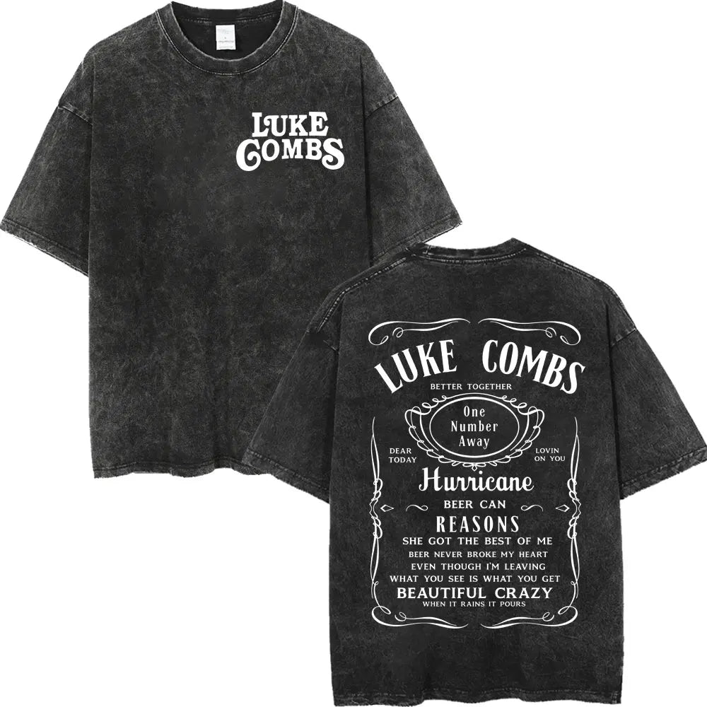 Vintage Washed Luke Combs Tour 2026 Merch T-shirts Men Women Fashion Y2k Oversized T-shirt Summer Casual Short Sleeve T Shirt