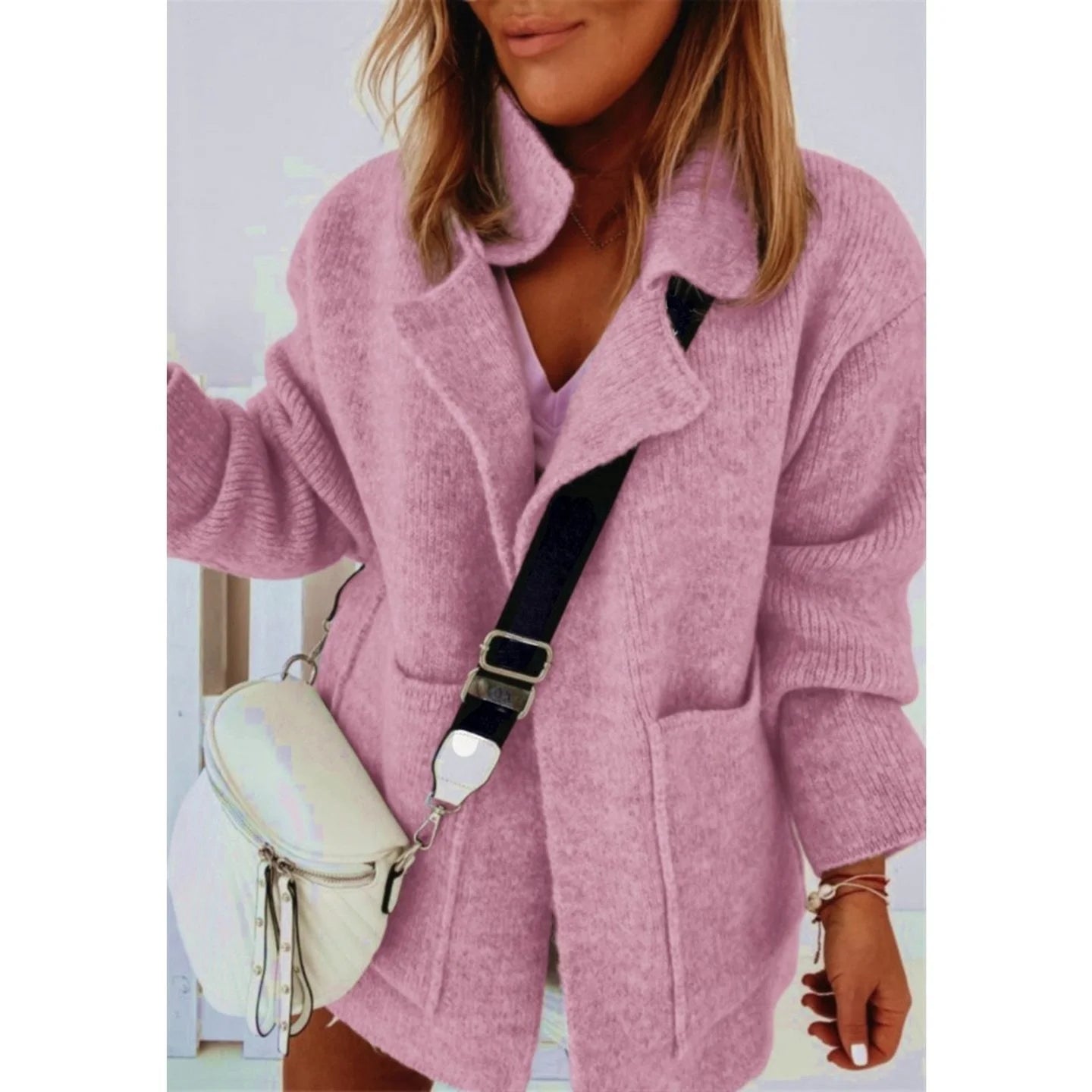 Women's Knitted Sweater Coat with ket Warped Knit Fake Two-Piece Sle Spring 2026 Faion Ladies' Premium Quali Sweater...