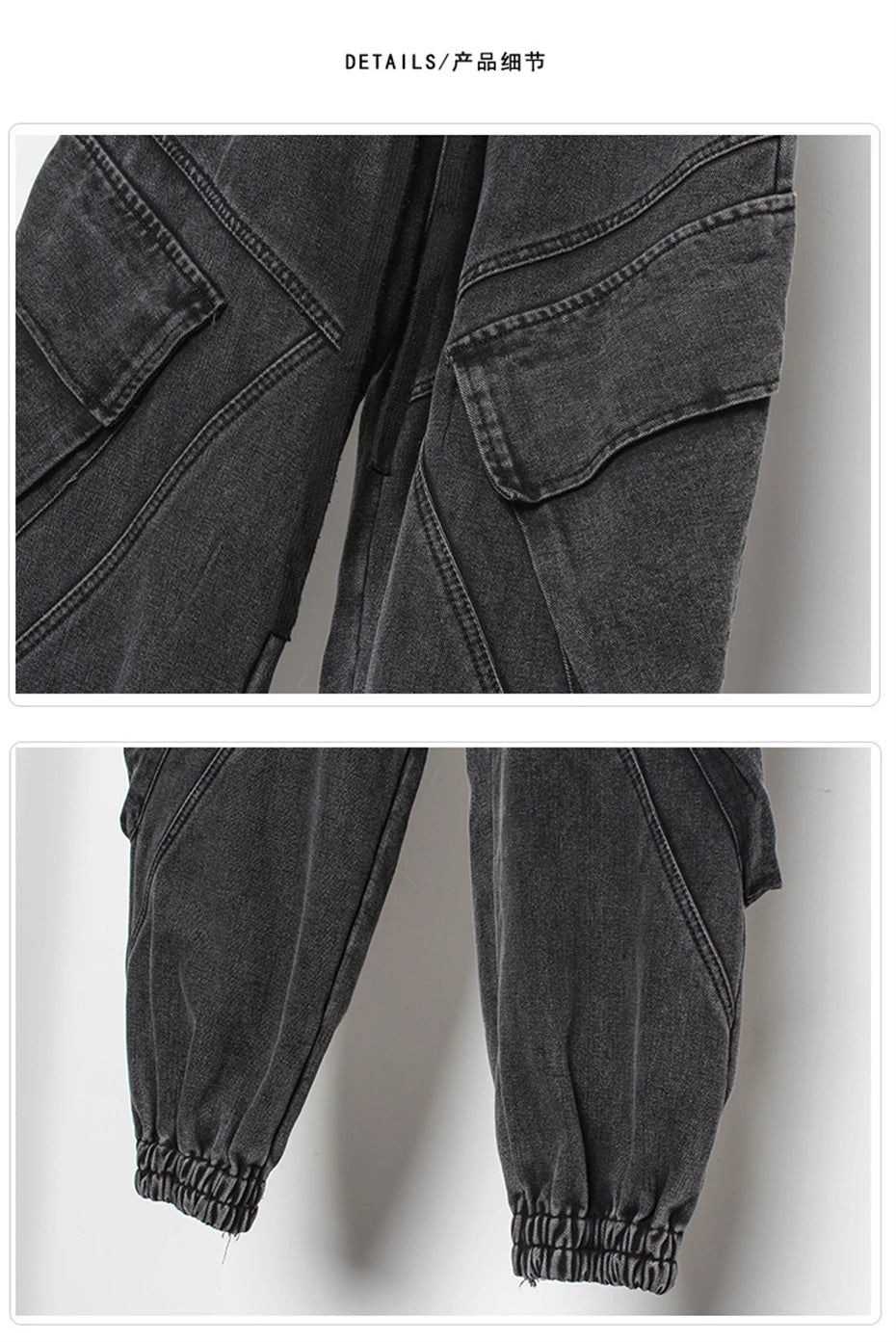 2025 Baggy Jeans Men Punk Hip Hop Black Grey Denim Sweatpants Washed Vintgae Street Casual Cargo Pants Pantalones Hombre