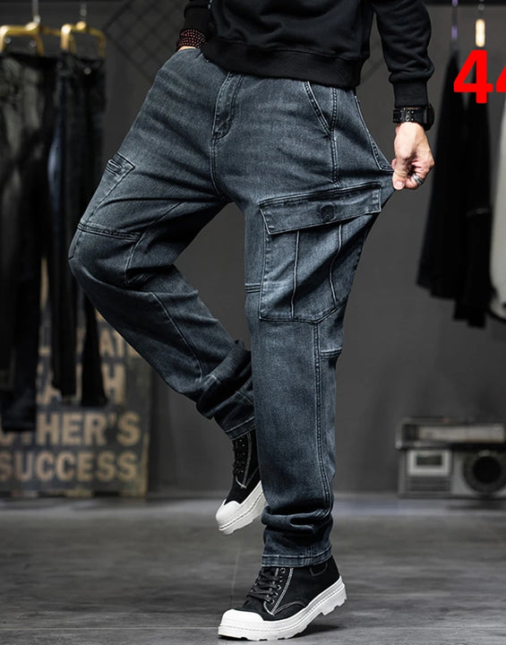 Baggy Jeans Men Plus Size 40 44 Denim Pants Fashion Pockets Cargo Jeans Pants Streetwear Loose Trousers Male Big Size Bottoms