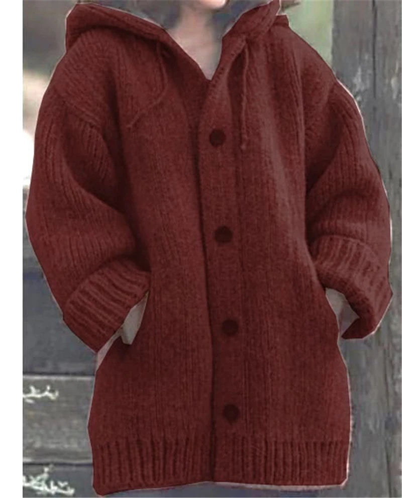 Fashion Warm Autumn Winter Sweater Long Sleeve Cardigans Vintage Knitted Sweaters for Women 2025 Mid Length Coat Streetwear