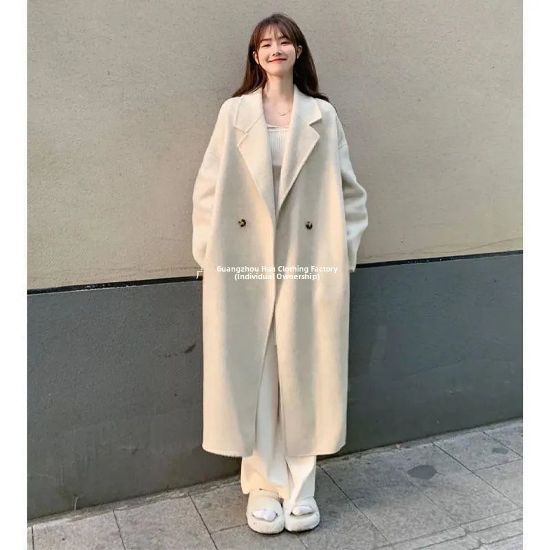Women's Woolen Coat Hot Sale Of The Season Autumn Winter New Style Versatile Korean Style Medium Length Long Sleeve Elegant C...