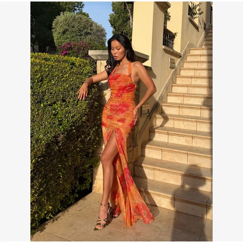 Flutter Sleeve Floral Maxi Dress