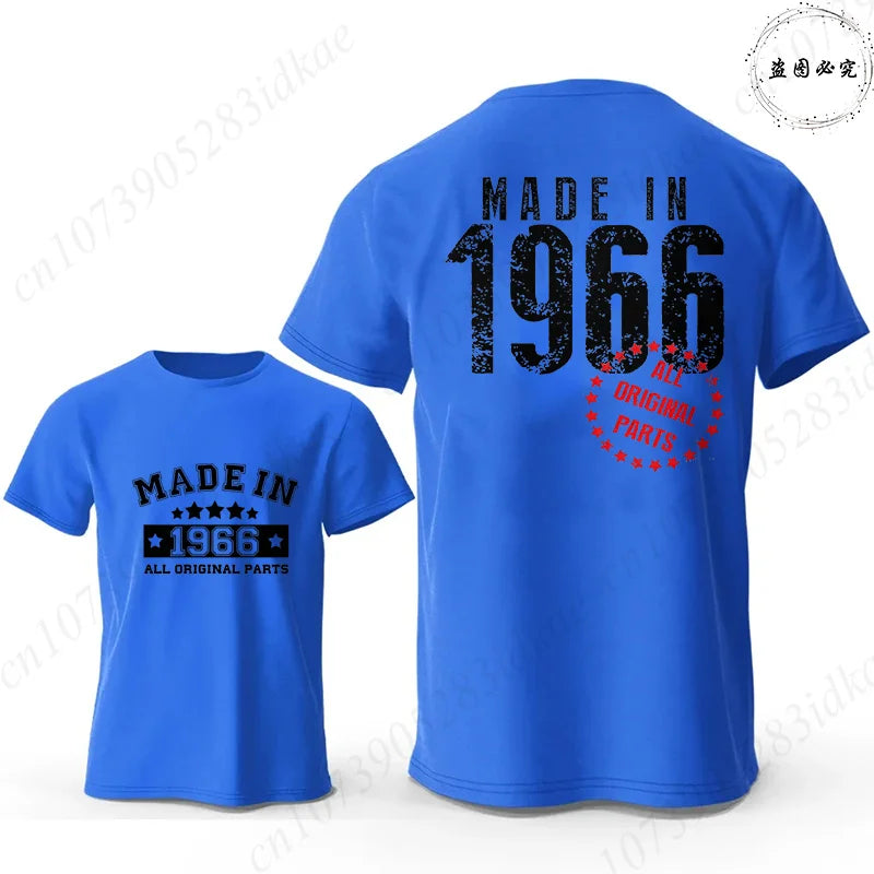 Men's 60th Birthday Vintage Graphic T Shirts: Made in 1966  Limited Edition Tops O Neck Short Sleeve Tees Casual Male Clothing