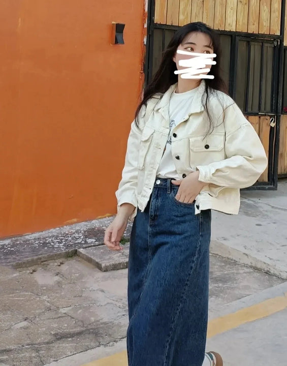 2025 New Women Denim Jacket Women Loose Casual Workwear Jacket Versatile Long Sleeve Jacket Top Spring Autumn Women Cowboy Coat