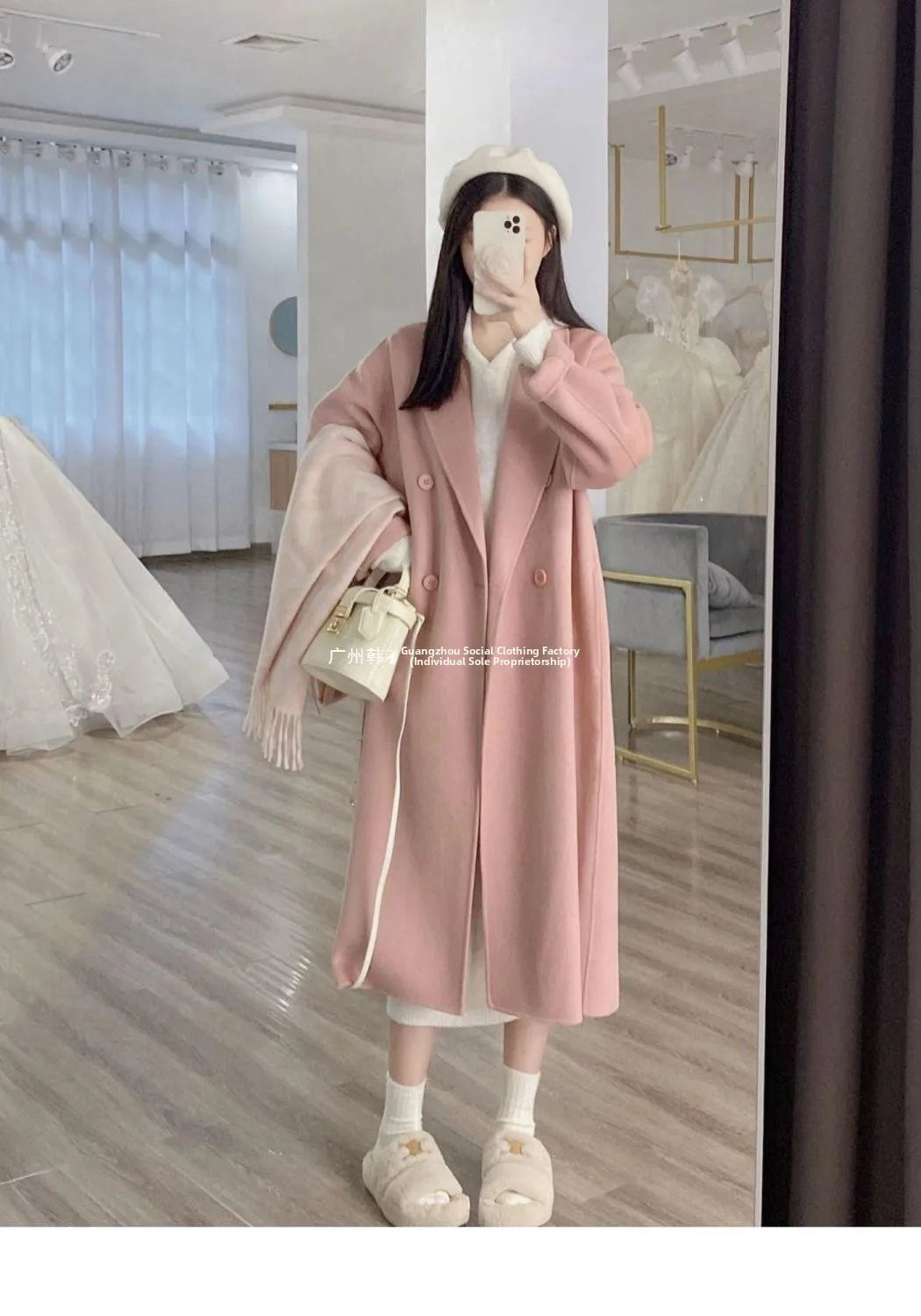 Women's Woolen Coat Hot Sale Of The Season Autumn Winter New Style Versatile Korean Style Medium Length Long Sleeve Elegant C...