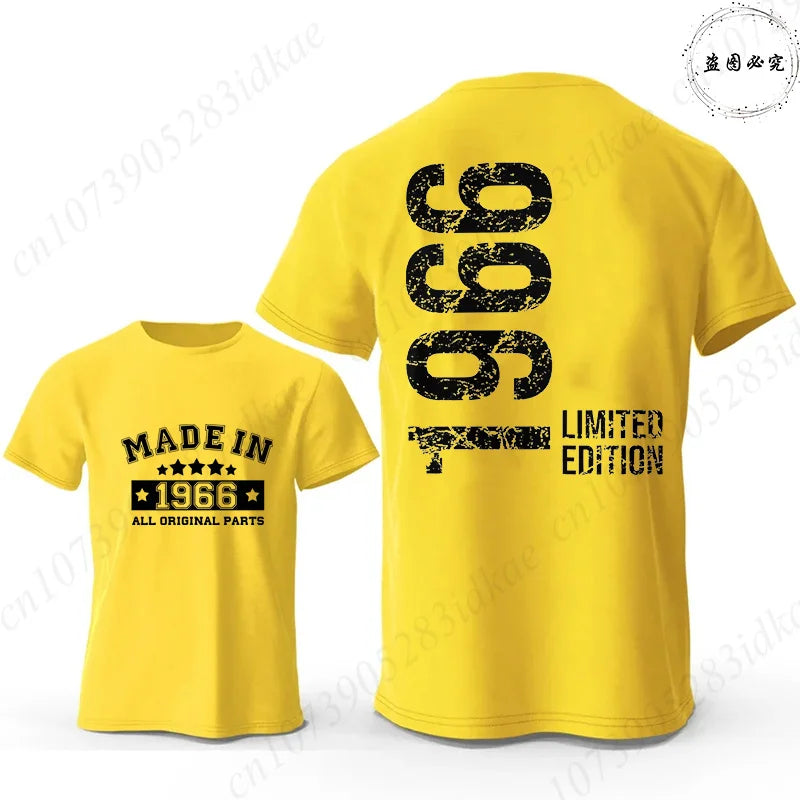 Men's 60th Birthday Vintage Graphic T Shirts: Made in 1966  Limited Edition Tops O Neck Short Sleeve Tees Casual Male Clothing
