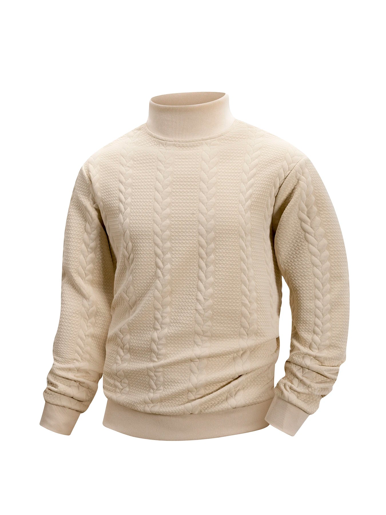 Autumn Casual Long Sleeve Pullover Turtleneck for Old Money Style Solid Color Knitted Jacquard Round Neck Sweater Male Clothing