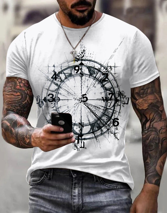 Vintage Men's T-shirt Summer Short Sleeve O-neck 3D Anchors Print Top Tee Shirt Oversized Men's Clothing Casual Streetwear