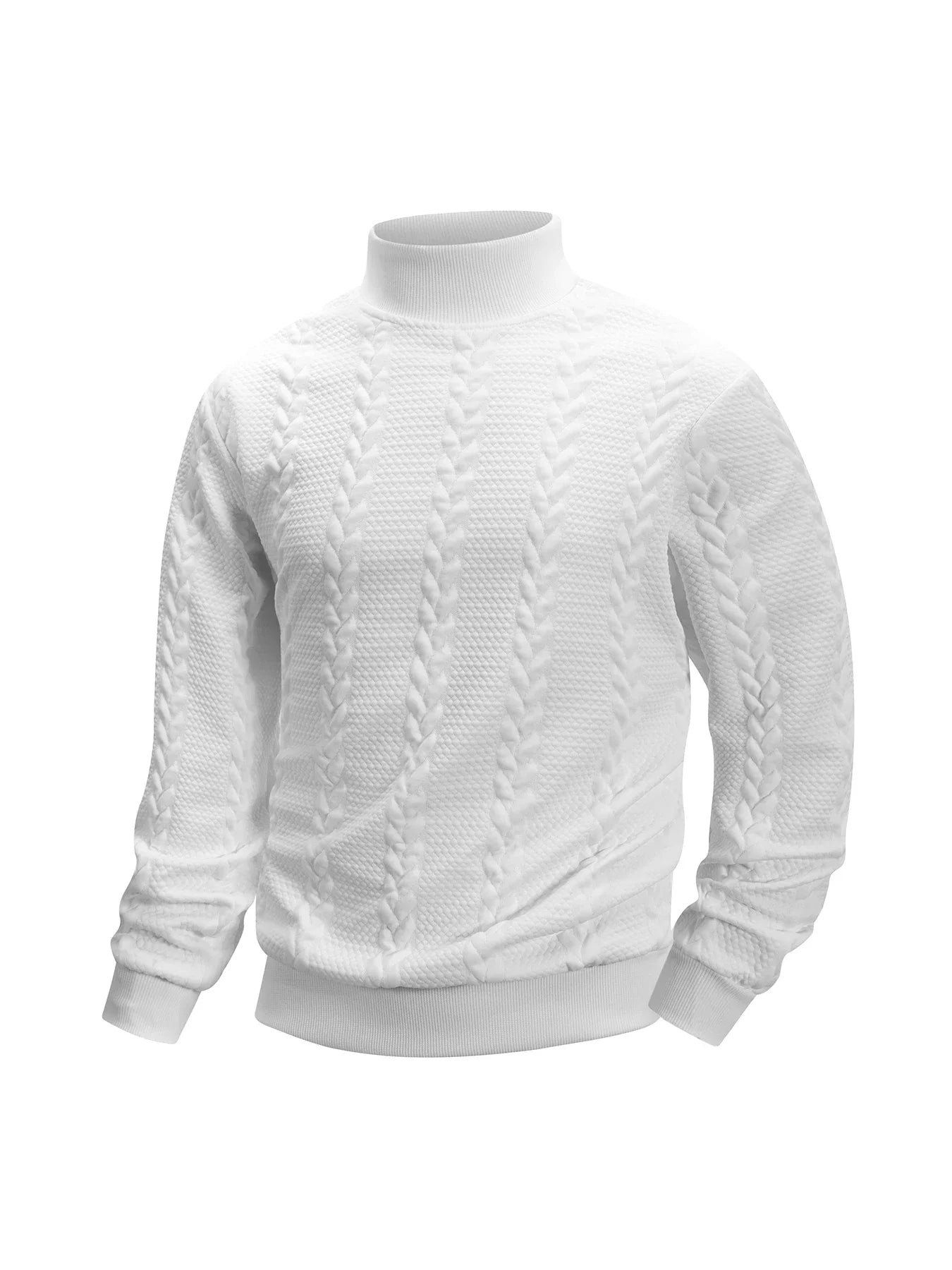 Autumn Casual Long Sleeve Pullover Turtleneck for Old Money Style Solid Color Knitted Jacquard Round Neck Sweater Male Clothing
