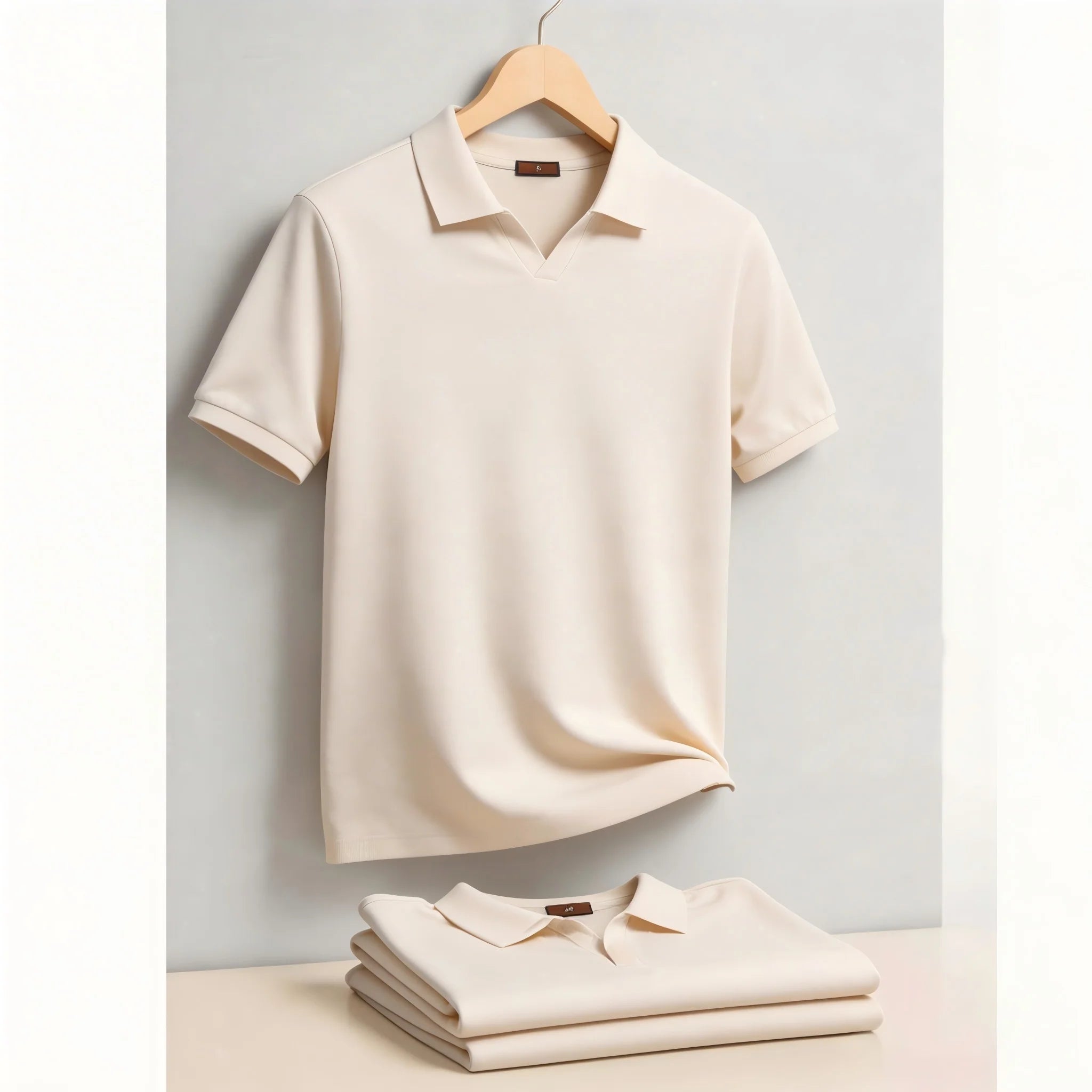 AIOPESON Men's Breathable Silky Polo Shirt Solid Color Soft Skin-Friendly Casual Cool Old Money Style Male Polo Shirts