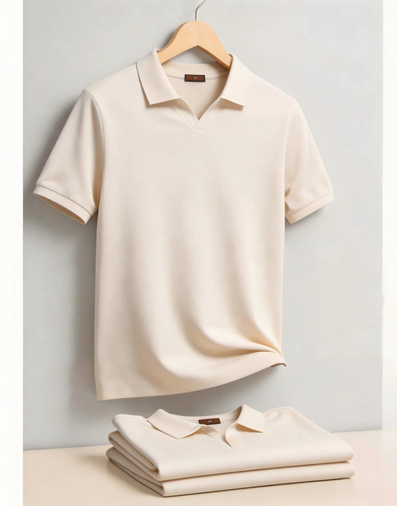 AIOPESON Men's Breathable Silky Polo Shirt Solid Color Soft Skin-Friendly Casual Cool Old Money Style Male Polo Shirts