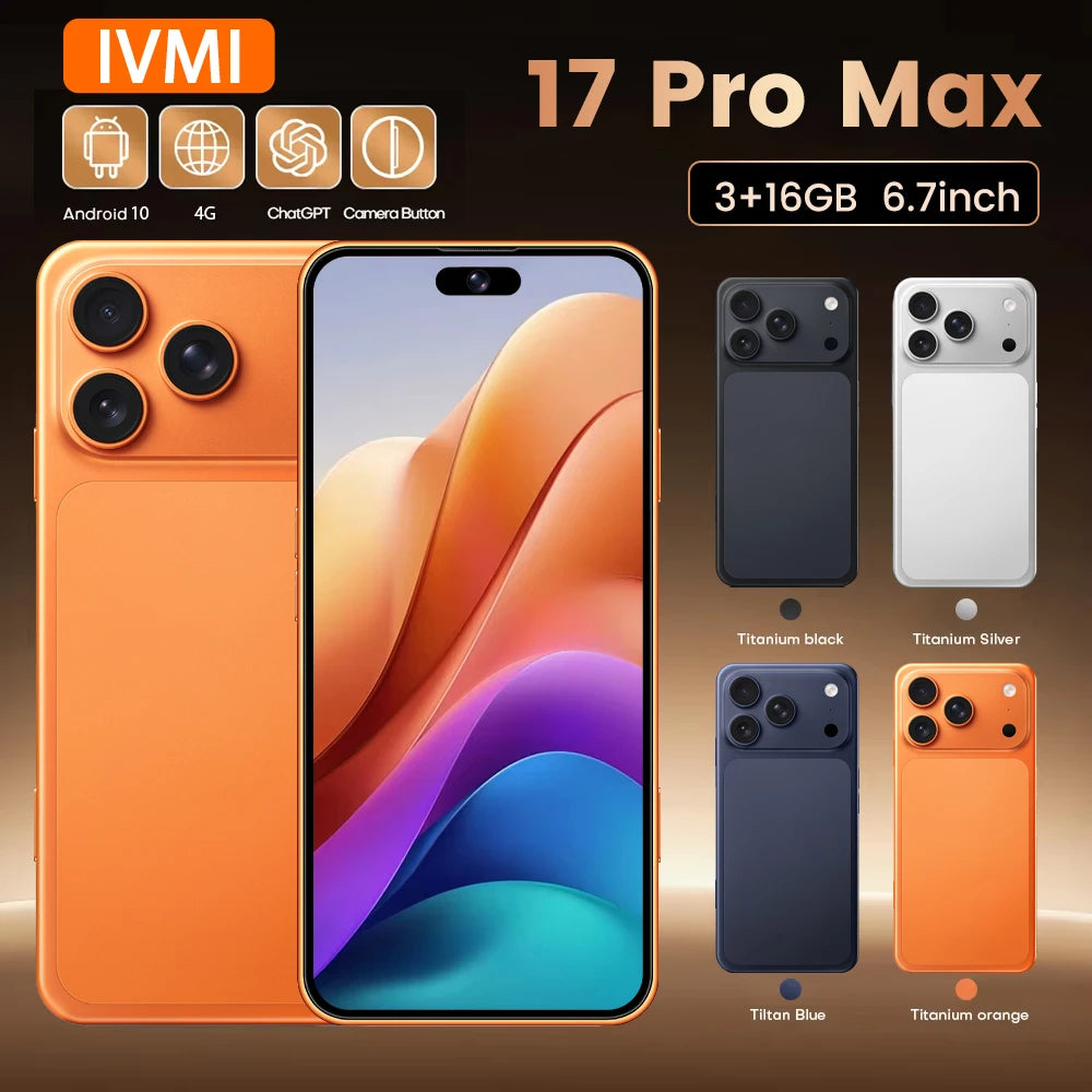 IVMI 17Pro Max Smartphones Android 10.0 Dual SIM 6.7"Display 3GB RAM 16GB ROM WIFI Bluetooth Play Store 4G Small Mobile Phone