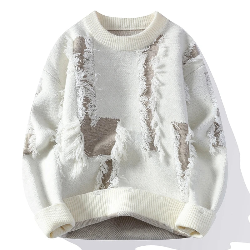 2024 Winter Fashion letter pattern Sweater Men Casual Knit Pullovers Mens Thick Warm Loose Knitted Sweaters Streetwear Man