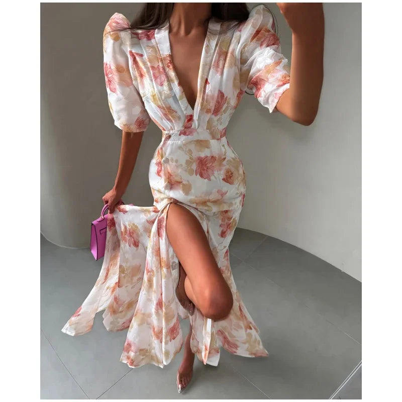 Flutter Sleeve Floral Maxi Dress