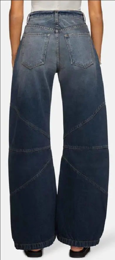 Autumn New Fashion Trend Street Style Women's Jeans Casual Solid Color Washed Distressed Straight-leg Floor-length Mopping Jeans