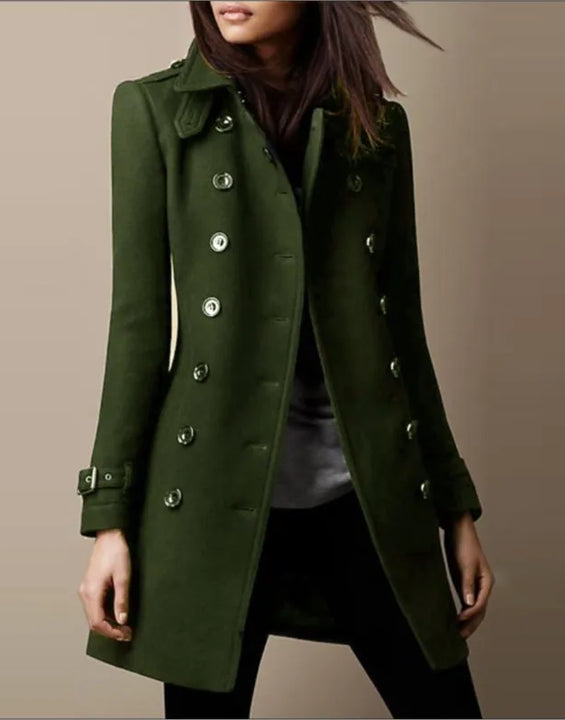 Streetwear Winter Women Jackets Double-breasted Outerwear Long Sleeve Ladies Loose Overcoat Elegant Lapel Solid Pocketed Coats
