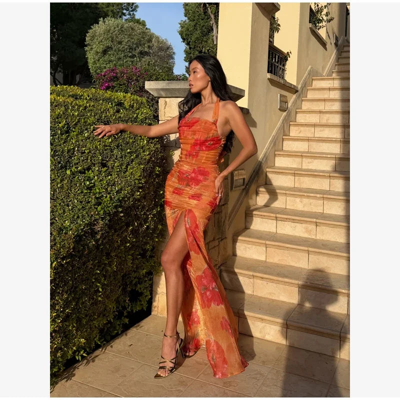 Flutter Sleeve Floral Maxi Dress