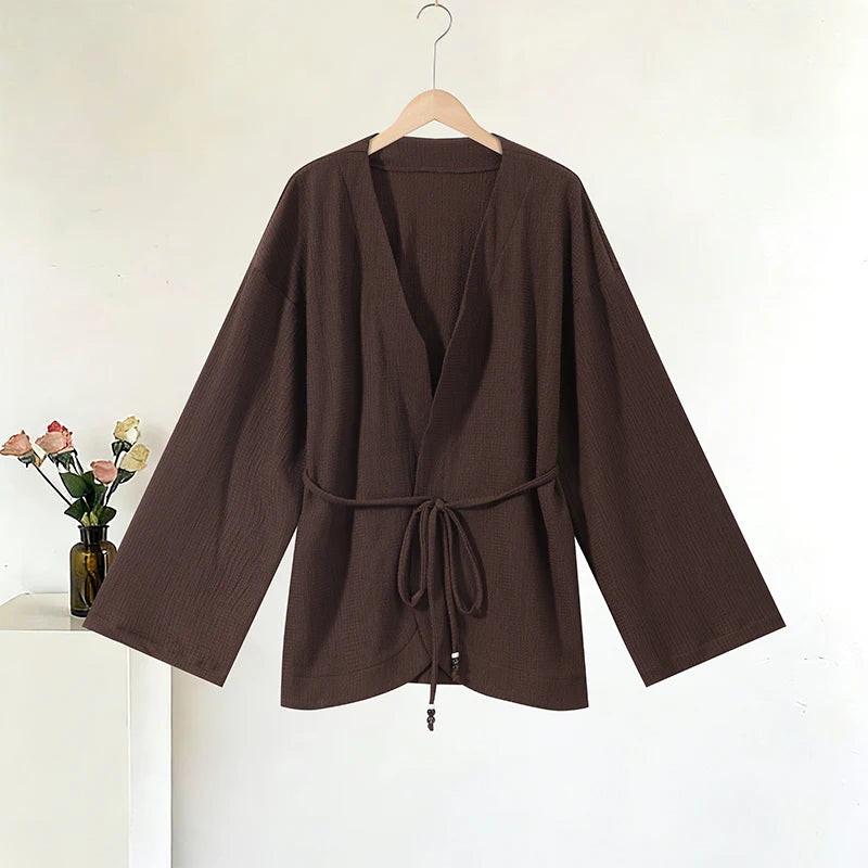 Tie Front Textured Women Set V-Neck Loose Set Wide Sleeve Drawstring Pants Casual Lounge Solid Color 2 Piece Outfits For Daily