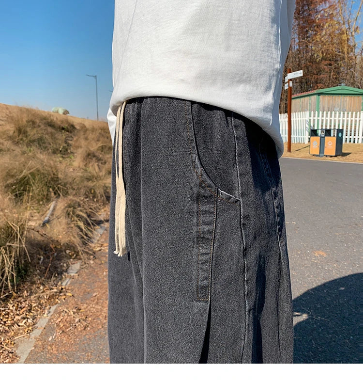 Baggy Jeans Trousers Male Denim Pants Black Wide Leg Pants Men's Jeans Oversize Cargo Korean Streetwear Hip Hop Harajuku