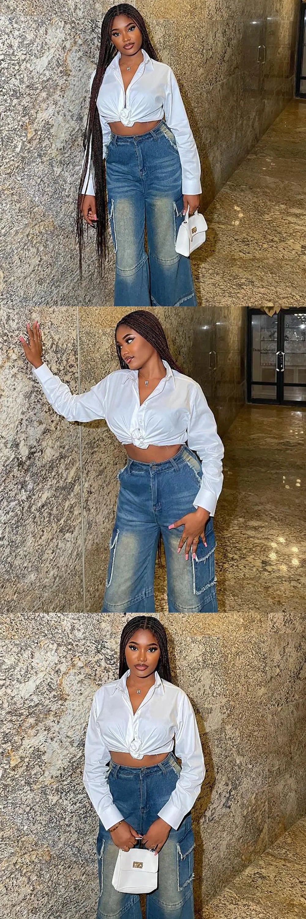 Women's Straight Leg Jeans High Waist Loose Denim Pants Vintage Washed Baggy Trousers